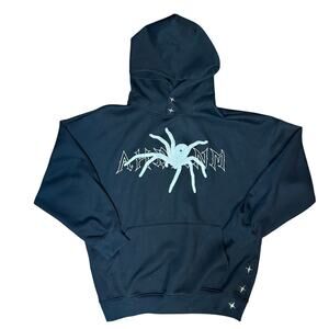 Nevstudio Spider Black Starburst Street Goth Punk Small Cotton Hoodie Sweatshirt